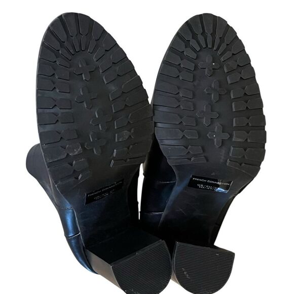 French Connection Boots Black 4”/Heels Vegan Leather Stretch Pull On Sz 10 - Picture 9 of 12